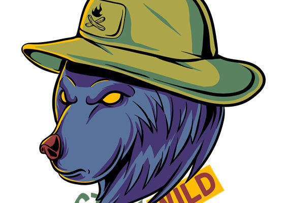 野性蓝熊头像服装印花裁片