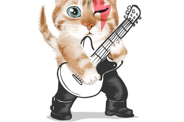 摇滚猫吉他手印花图案,服装印花裁片新选择