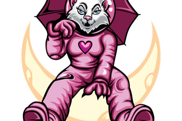 可爱猫咪伞下萌态印花设计,打造个性服装