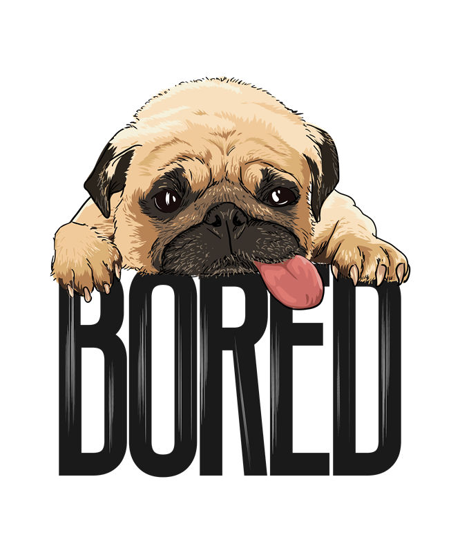 萌宠趴姿“Bored”文字印花图案服装印花