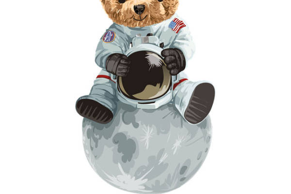 可爱太空熊印花:创意服装印花素材