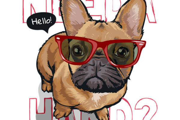 萌趣法斗眼镜印花图案，打造个性服装