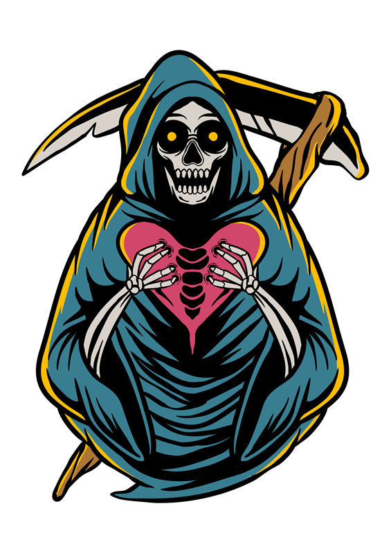 死亡之神的爱：骷髅心形裁片印花，为你的服装增添神秘与浪漫