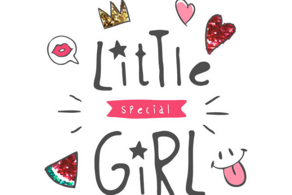 甜美可爱女孩印花图案，适合各类服装裁片设计