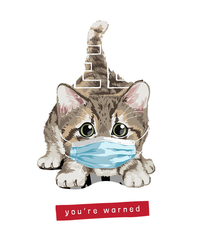 可爱猫咪口罩印花图案，轻松打造个性服装