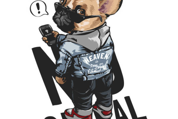 时尚潮流法斗犬印花图案，适合服装裁片印花