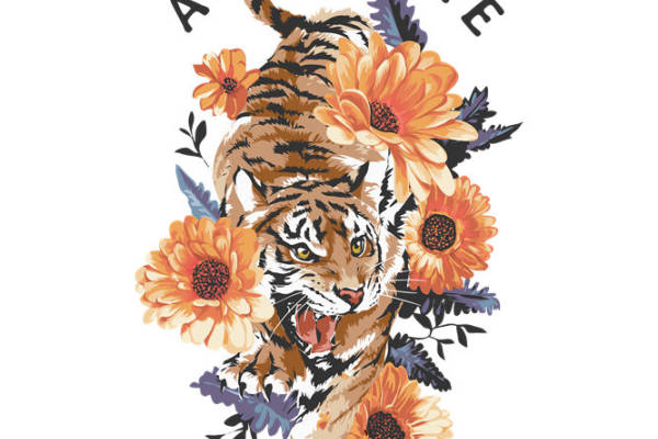 老虎与花型印花：服装印花新选择