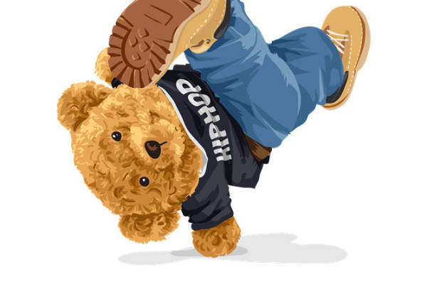 创意熊跳舞图案服装印花裁片