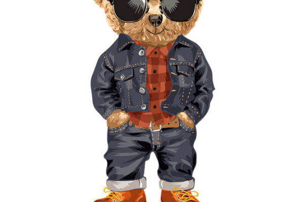 时尚熊印花图案，打造个性服装裁片