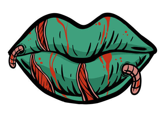 绿色纹理唇形裁片印花，打造个性服装