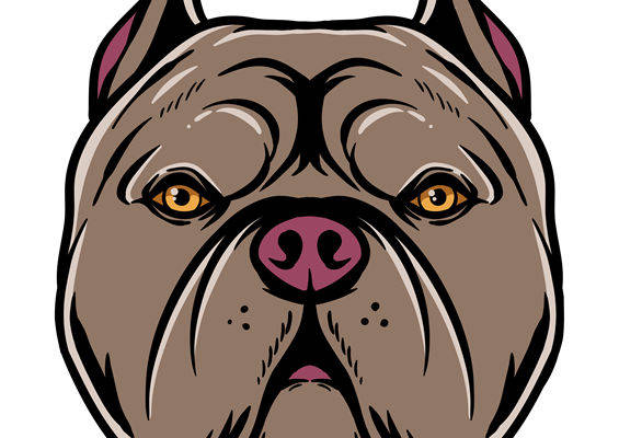 复古斗牛犬头像印花图案，适合服装裁片印花