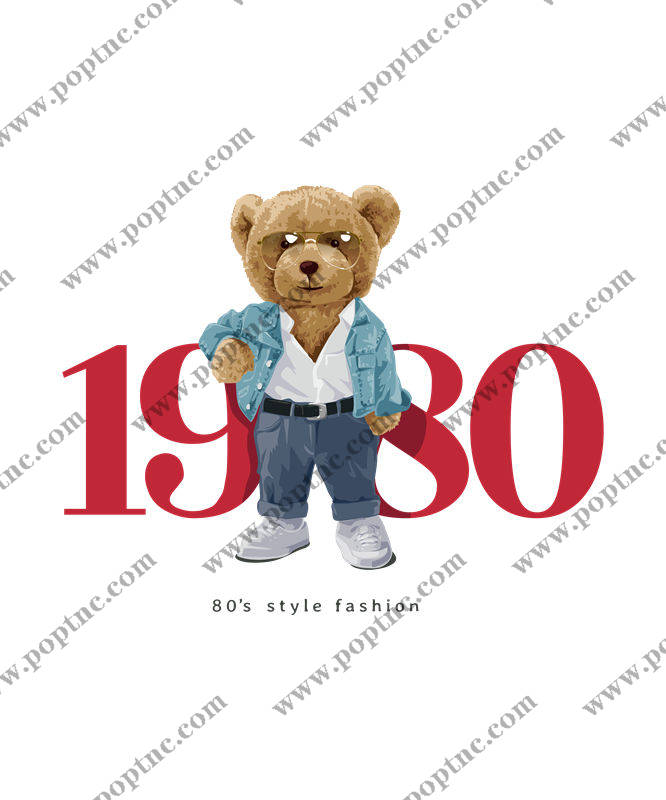 复古80年代风熊印花图案:服装印花裁片设计灵感