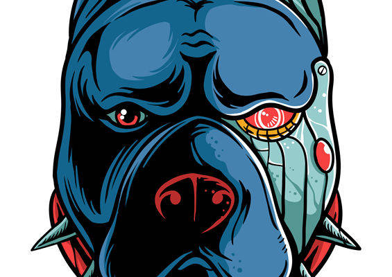 酷炫斗牛犬头像裁片印花，服装印花新选择