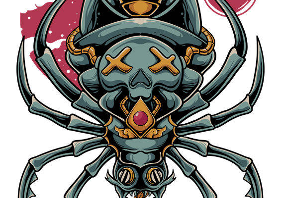 暗黑风格骷髅纹样服装印花设计