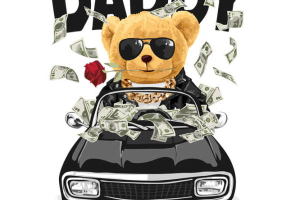 奢华熊头像印花图案，打造个性服装