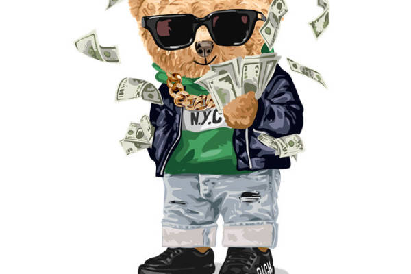 潮流熊印花图案：个性时尚服装印花裁片