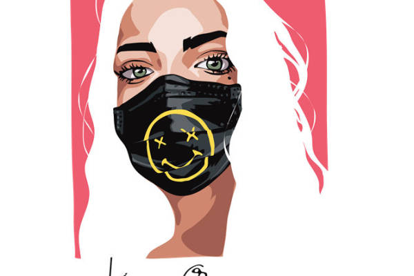 简约微笑口罩图案服装印花素材