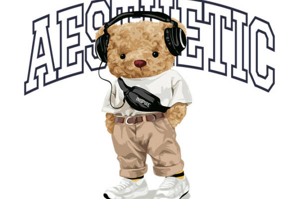 可爱小熊头像裁片印花,打造个性服装