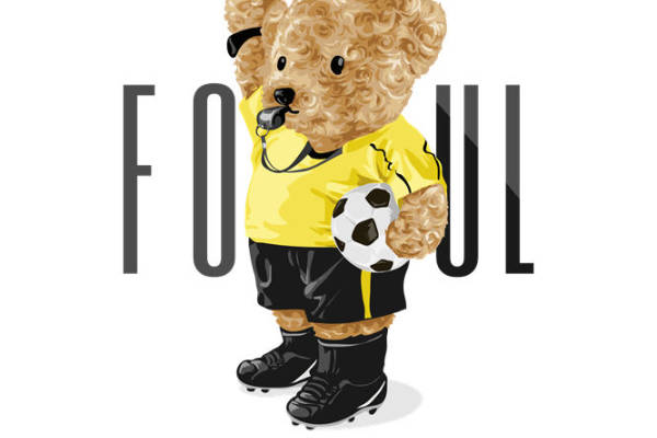 足球裁判熊印花图案，打造个性服装