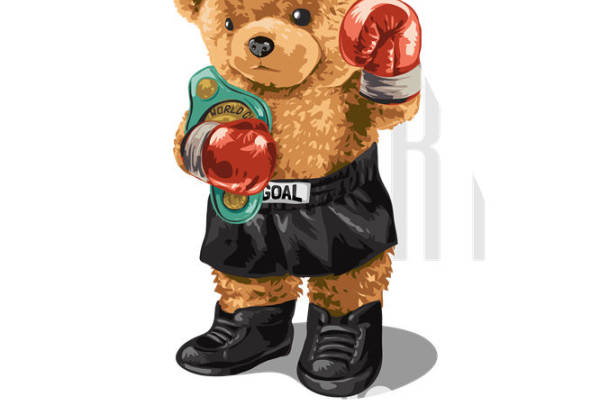 可爱拳击熊裁片印花：打造个性服装的创意选择