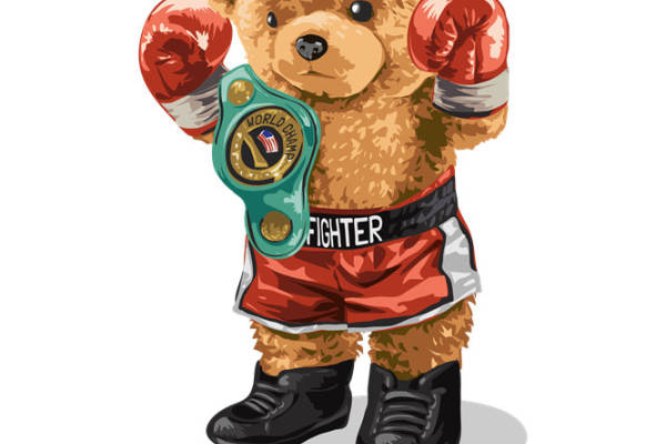 可爱拳击泰迪熊服装印花设计