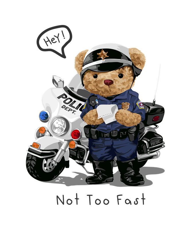 可爱熊警官裁片印花：适合儿童服装的创意设计