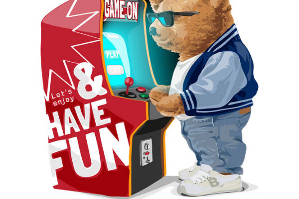 潮流熊玩街机：创意服装印花裁片