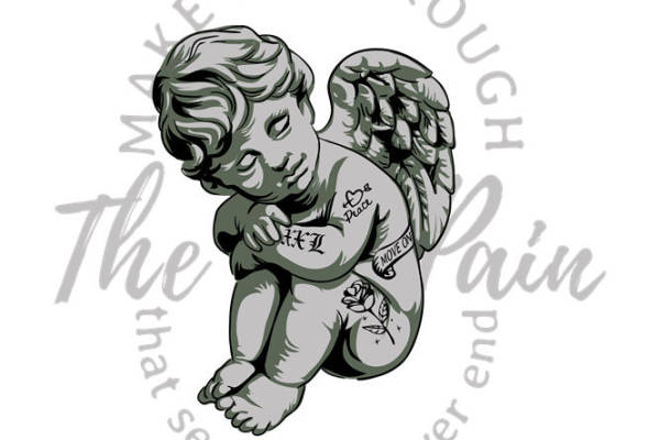 天使纹身图案服装印花裁片设计