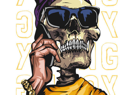 酷炫骷髅头裁片印花：时尚潮流服装印花素材