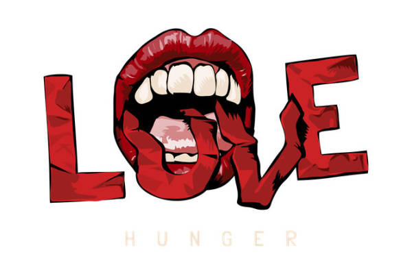 激情红唇LOVE印花图案，打造个性服装裁片