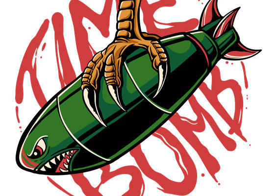 鲨鱼咬弹花型印花裁片，个性服装印花设计