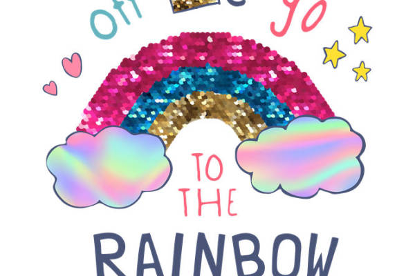 梦幻彩虹印花裁片，打造独特服装设计