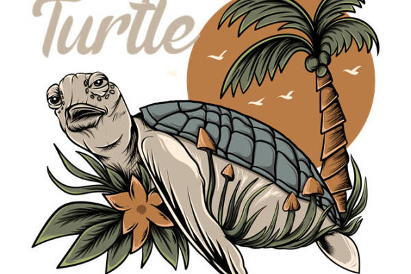 海龟与椰子树：热带风情服装印花设计