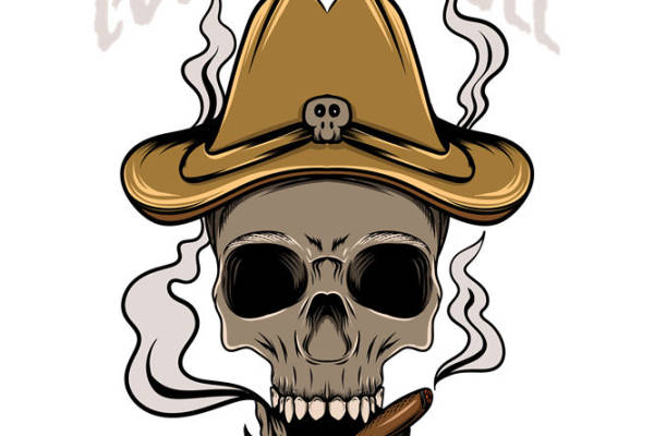 牛仔骷髅帽印花:时尚个性服装印花裁片