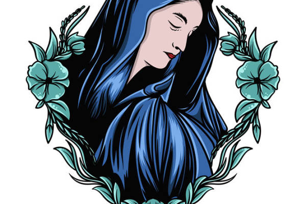 蓝色花卉纹样服装印花裁片设计灵感