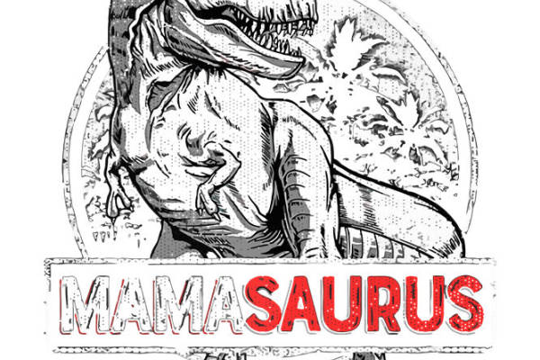 复古恐龙头像裁片印花：个性街头风服装印花