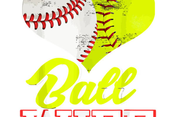 心形棒球与软式棒球图案服装印花裁片