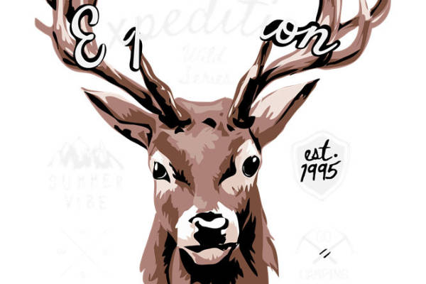 自然鹿头纹样服装印花裁片印花