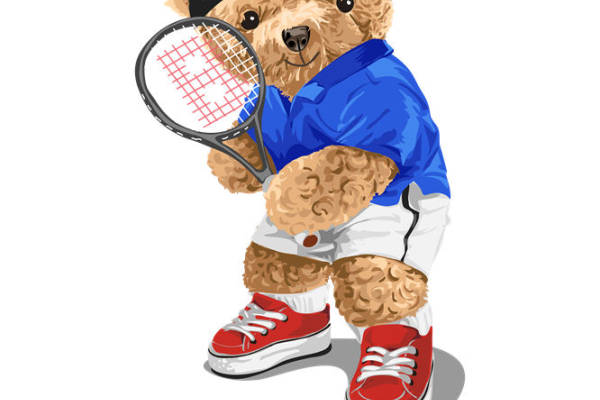 可爱小熊网球运动风服装印花素材