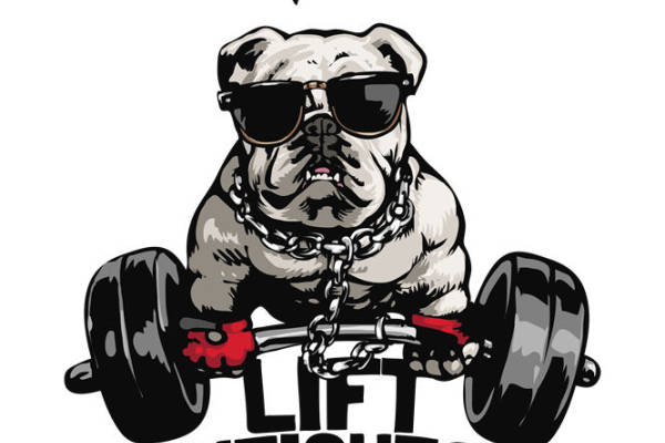 酷炫斗牛犬健身图案，打造个性服装印花