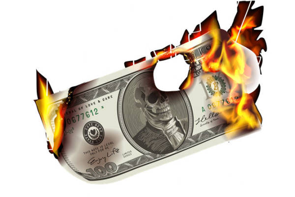 火焰骷髅图案裁片印花，打造独特个性服装