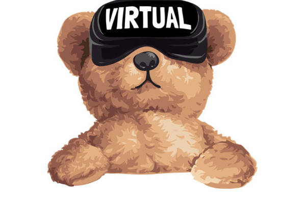 可爱泰迪熊虚拟现实头戴式服装印花素材