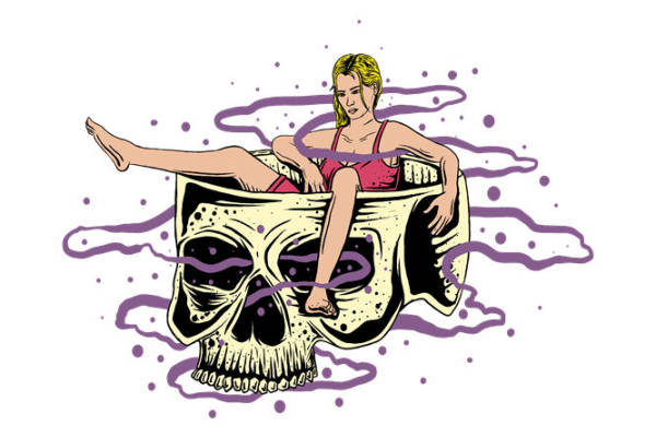 骷髅与美女：独特服装印花裁片设计