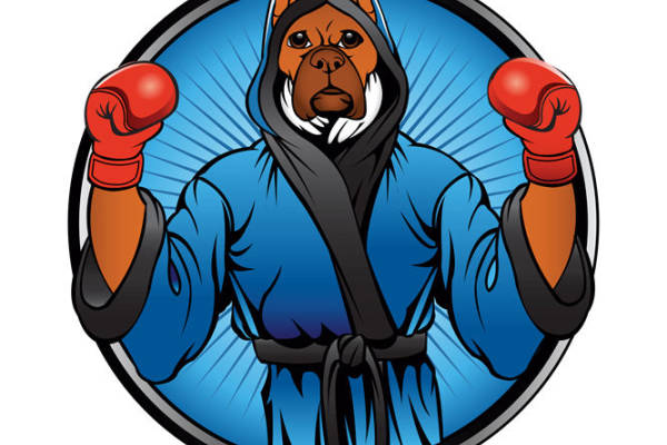 裁片印花:斗牛犬拳击手图案服装印花