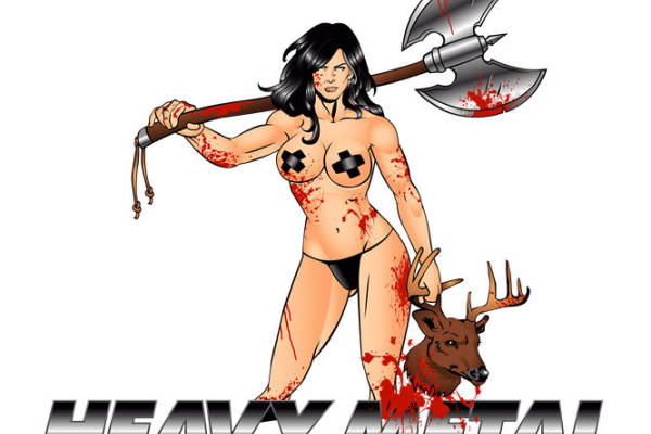 硬核女战士图案服装印花素材