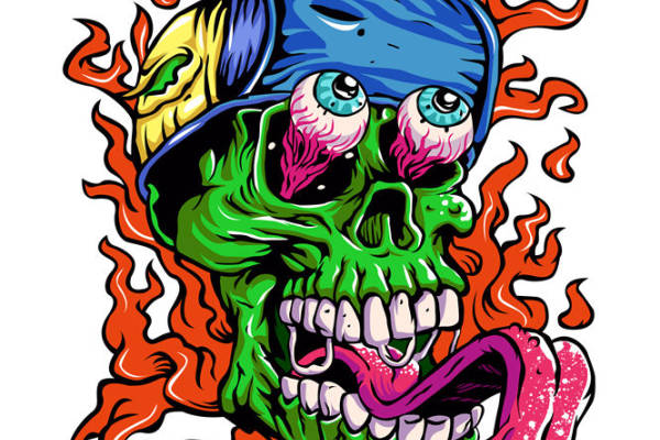 炫酷骷髅头裁片印花，打造个性街头风服装