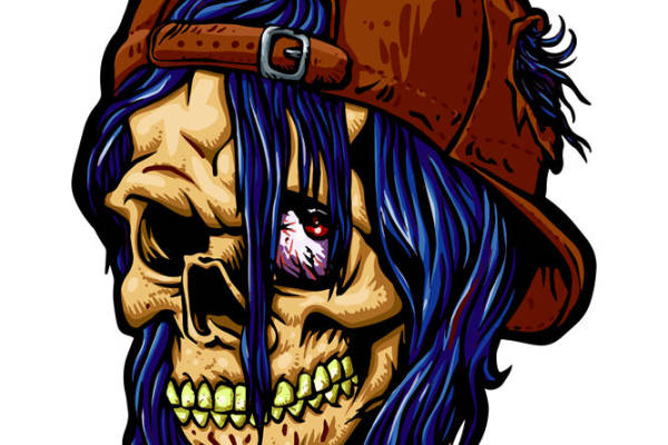 骷髅帽印花裁片：时尚前卫的服装印花素材