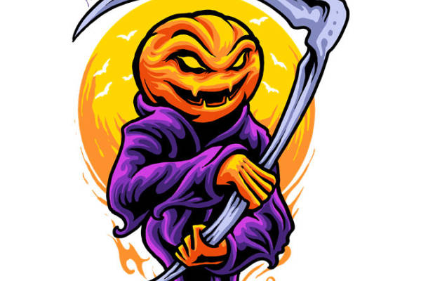 万圣节南瓜头鬼魂裁片印花，服装印花新选择