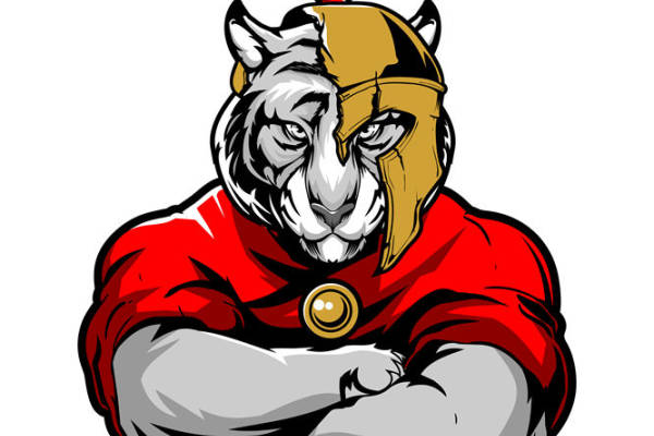 老虎战士形象裁片印花，适合运动服、T恤等服装印花