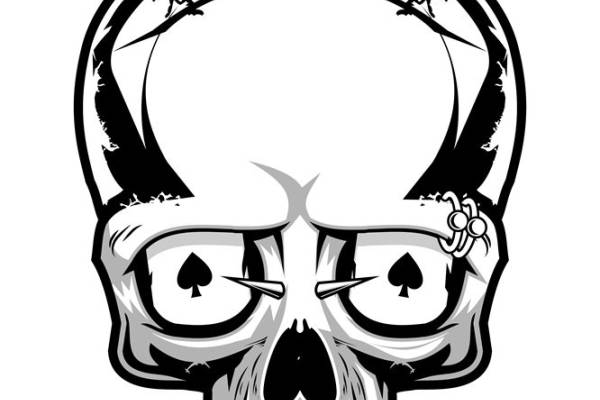 酷炫骷髅花型裁片印花，适合个性服装设计